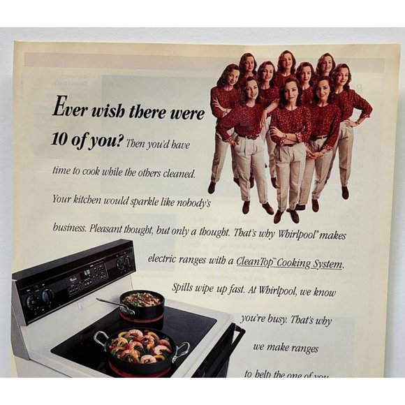 Whirlpool Stove Oven Print Ad Vintage 1994 Cleantop Cooking System Kitchen - Picture 4 of 6